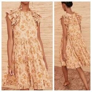 Ulla Johnson Adele Dress Bohemian Floral Cotton Blend Ruffle Boho Meadow 14